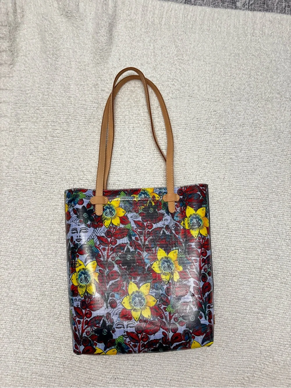 Consuela Everyday Tote - Floral Multicolor with Tan Straps
